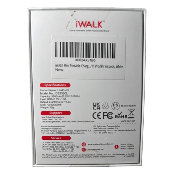 iWALK LinkPod 3 Portable iPhone Charger – 3350mAh White, New - Picture 2 of 3